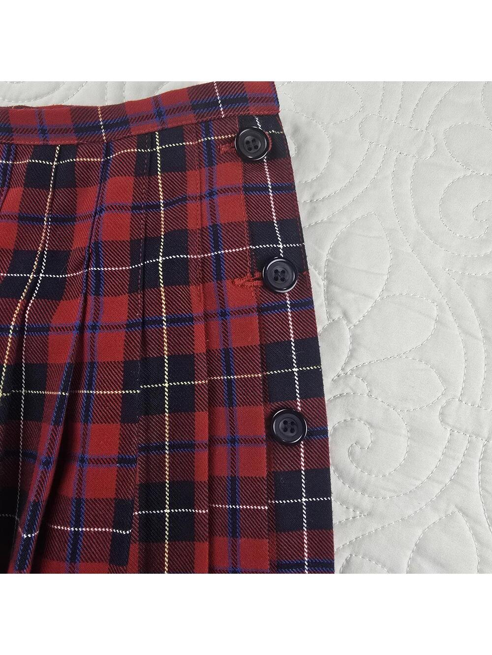 Liz Claiborn Plaid Pleated Skirt Red Blue Preppy School girl Academia Size 8 P - Picture 3 of 6